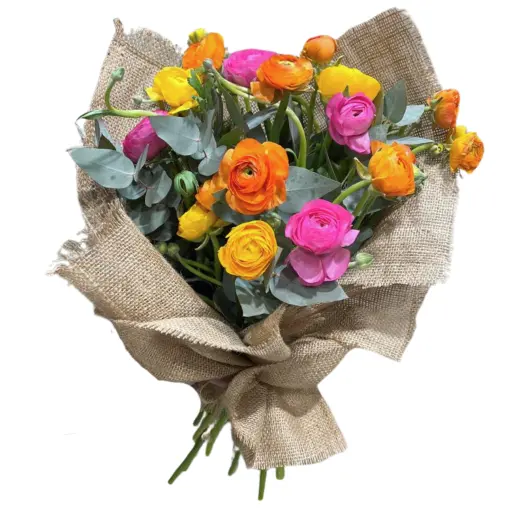 Ramo de flores marimonias importadas con arpillera